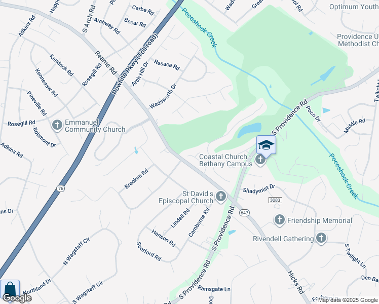 map of restaurants, bars, coffee shops, grocery stores, and more near 9012 Providence Ridge Terrace in Richmond