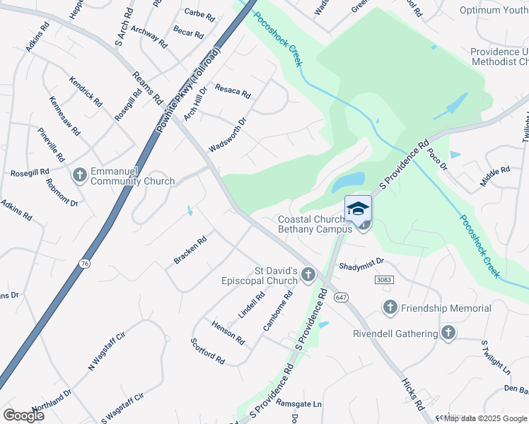 map of restaurants, bars, coffee shops, grocery stores, and more near 9012 Providence Ridge Terrace in Richmond
