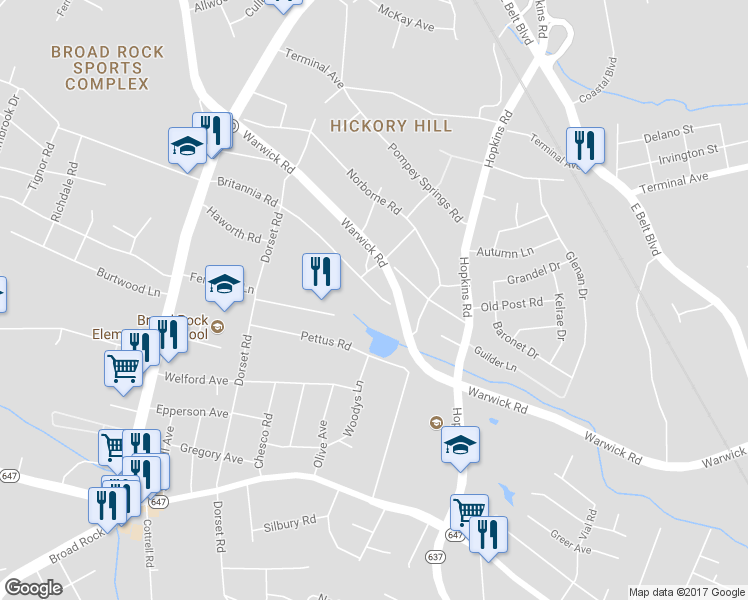 map of restaurants, bars, coffee shops, grocery stores, and more near 4109 Britannia Road in Richmond