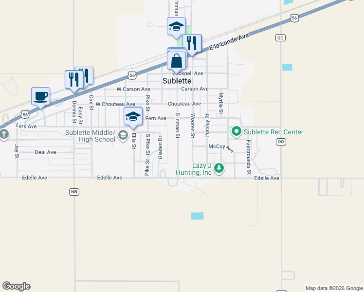 map of restaurants, bars, coffee shops, grocery stores, and more near 456-798 S Inman St in Sublette