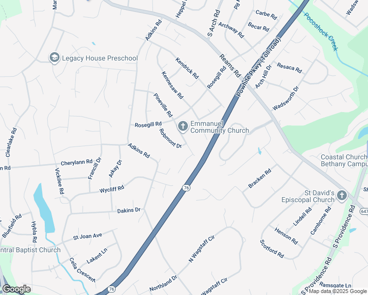 map of restaurants, bars, coffee shops, grocery stores, and more near 1100 Pineville Road in Chesterfield County