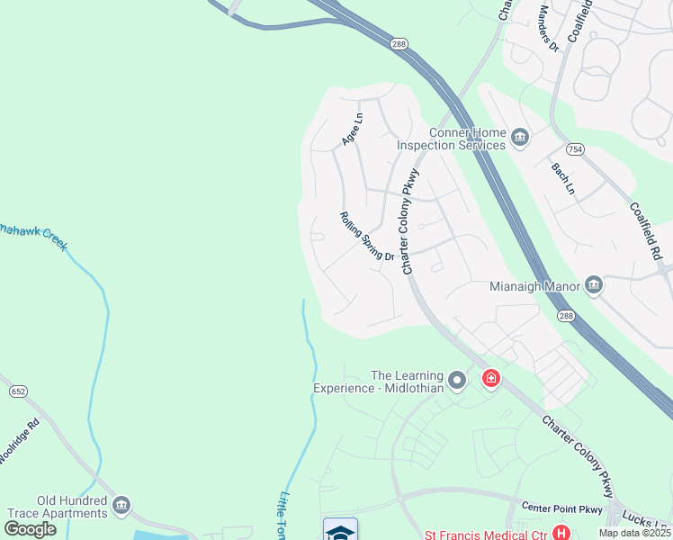 map of restaurants, bars, coffee shops, grocery stores, and more near 14331 Clemons Way in Midlothian