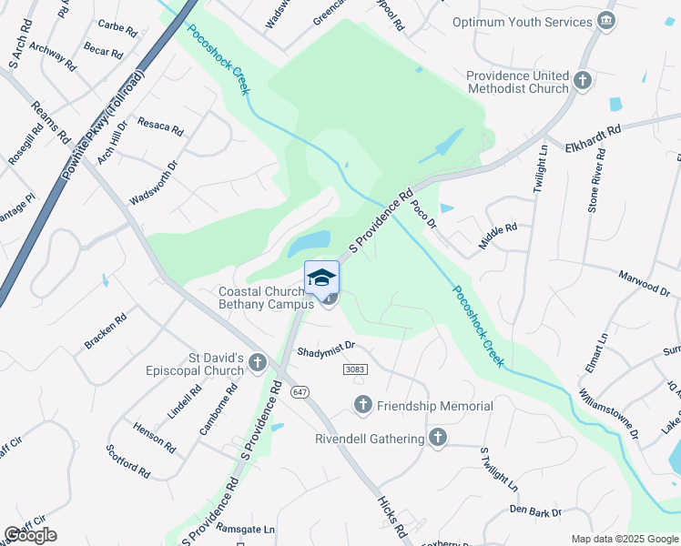 map of restaurants, bars, coffee shops, grocery stores, and more near 1335 South Providence Road in Richmond