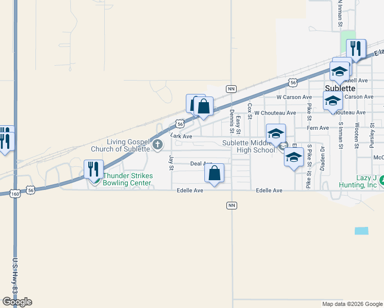 map of restaurants, bars, coffee shops, grocery stores, and more near 811 Jennie Avenue in Sublette