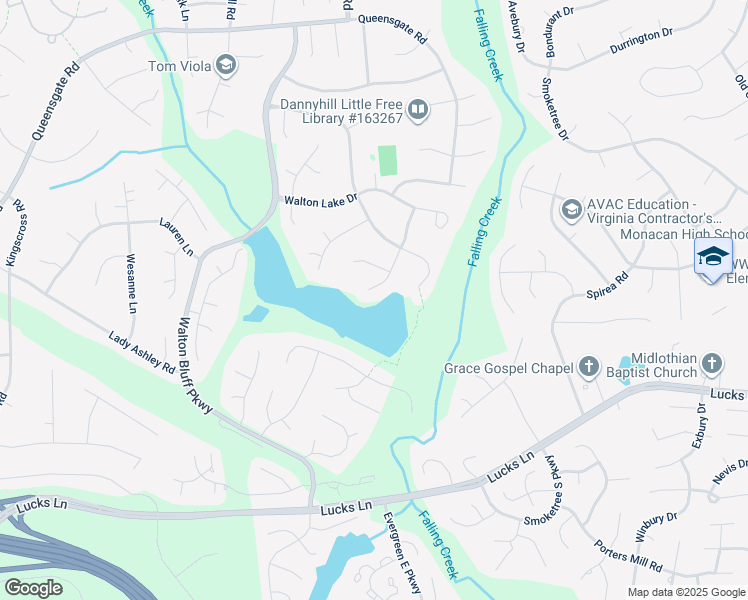 map of restaurants, bars, coffee shops, grocery stores, and more near 1307 Port Elissa Landing in Midlothian