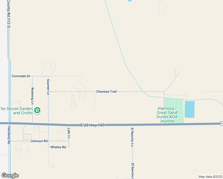 map of restaurants, bars, coffee shops, grocery stores, and more near 12803 Chamisa Trail in Alamosa
