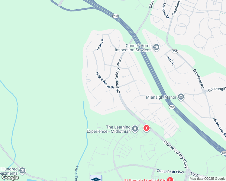 map of restaurants, bars, coffee shops, grocery stores, and more near 1401 Pamplin Drive in Midlothian