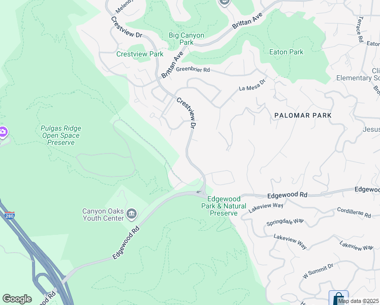 map of restaurants, bars, coffee shops, grocery stores, and more near 1357 Crestview Drive in San Carlos