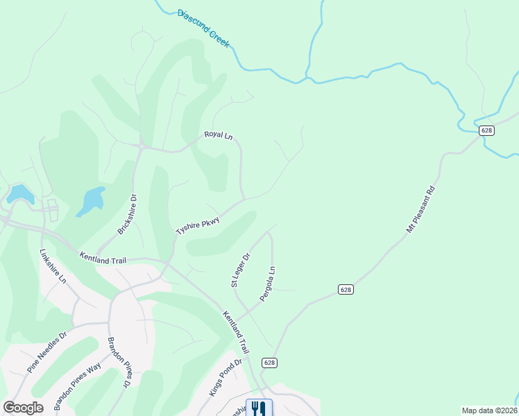 map of restaurants, bars, coffee shops, grocery stores, and more near 5561 Tyshire Parkway in Providence Forge