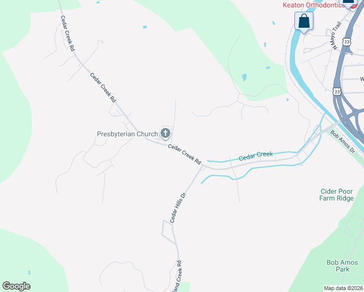 map of restaurants, bars, coffee shops, grocery stores, and more near 470 Cedar Creek Road in Pikeville