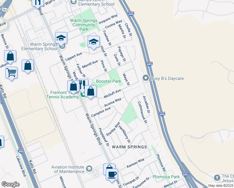 map of restaurants, bars, coffee shops, grocery stores, and more near 446 McDuff Avenue in Fremont