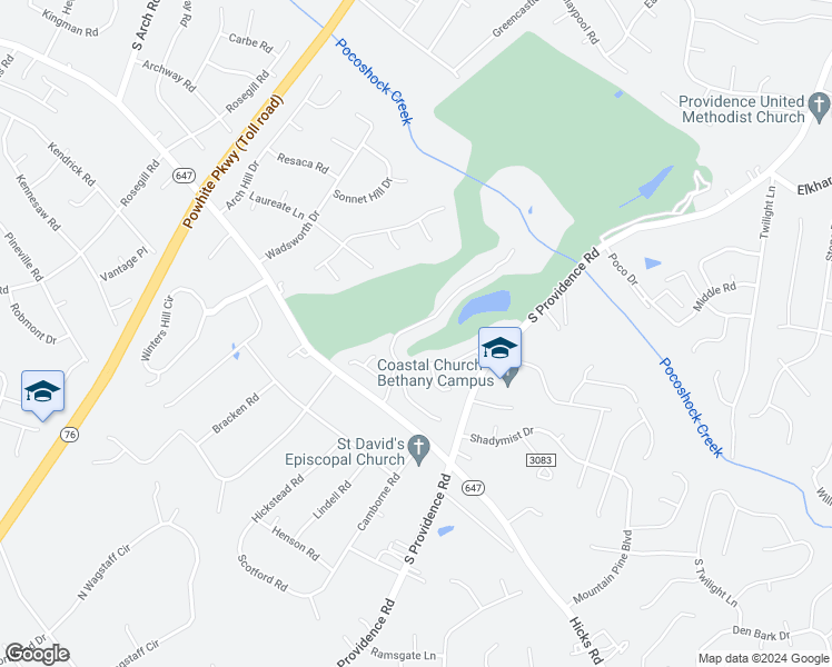 map of restaurants, bars, coffee shops, grocery stores, and more near 1329 Providence Knoll Drive in Richmond