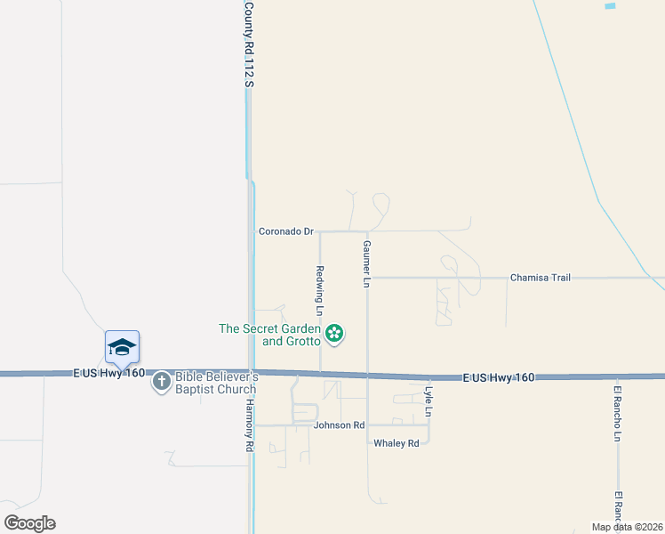 map of restaurants, bars, coffee shops, grocery stores, and more near 6730 Redwing Lane in Alamosa