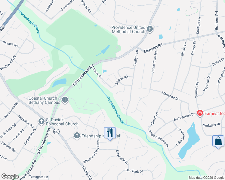 map of restaurants, bars, coffee shops, grocery stores, and more near 8613 Middle Road in Richmond