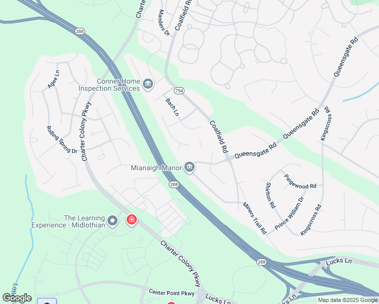 map of restaurants, bars, coffee shops, grocery stores, and more near 1406 Gravatt Way in Midlothian