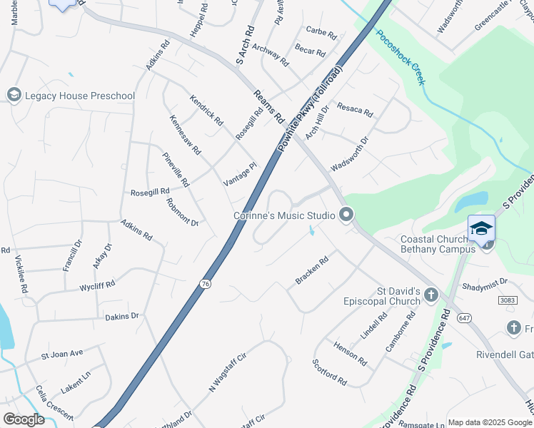 map of restaurants, bars, coffee shops, grocery stores, and more near Winters Hill Circle in Chesterfield County