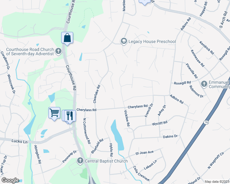 map of restaurants, bars, coffee shops, grocery stores, and more near 817 Vickilee Court in Richmond
