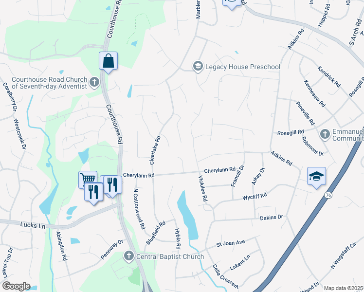 map of restaurants, bars, coffee shops, grocery stores, and more near 817 Vickilee Court in Richmond