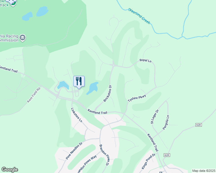 map of restaurants, bars, coffee shops, grocery stores, and more near 5540 Brickshire Drive in Providence Forge