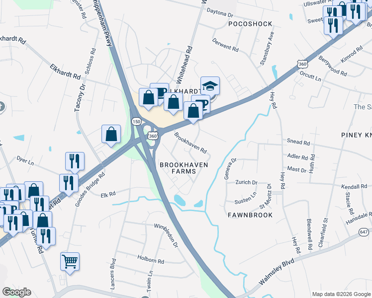 map of restaurants, bars, coffee shops, grocery stores, and more near 2227 Kirby Road in Richmond