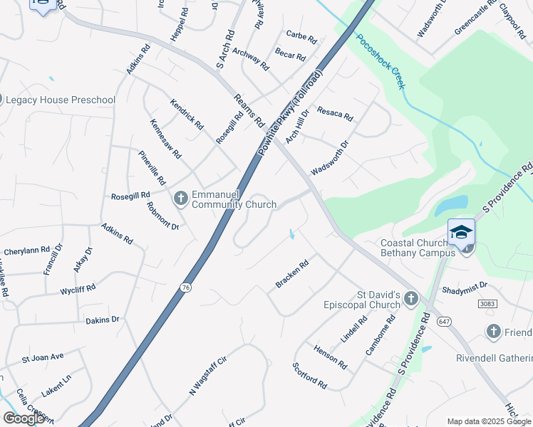 map of restaurants, bars, coffee shops, grocery stores, and more near 1500 Winters Hill Circle in Rockwood