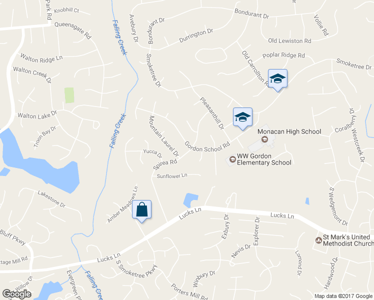 map of restaurants, bars, coffee shops, grocery stores, and more near 11901 Gordon School Road in Richmond
