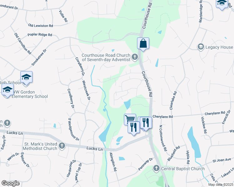 map of restaurants, bars, coffee shops, grocery stores, and more near 207 Pumpkin Place in Chesterfield County