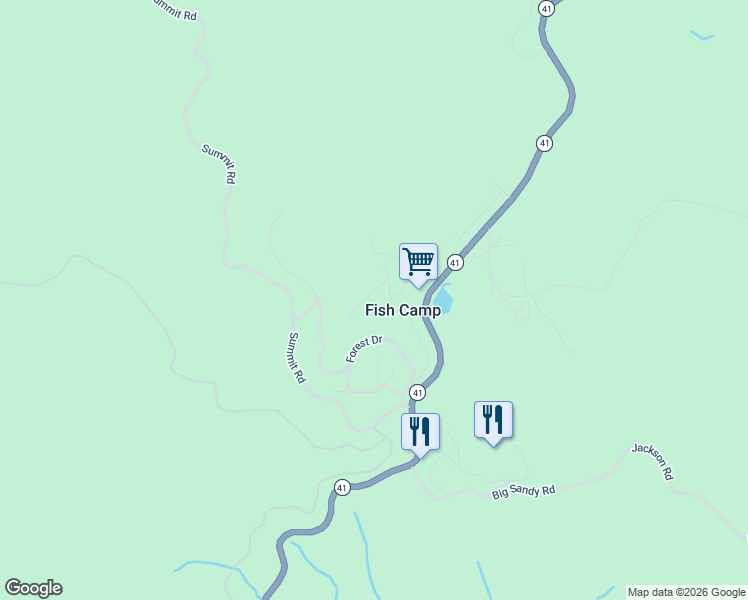 map of restaurants, bars, coffee shops, grocery stores, and more near in Fish Camp