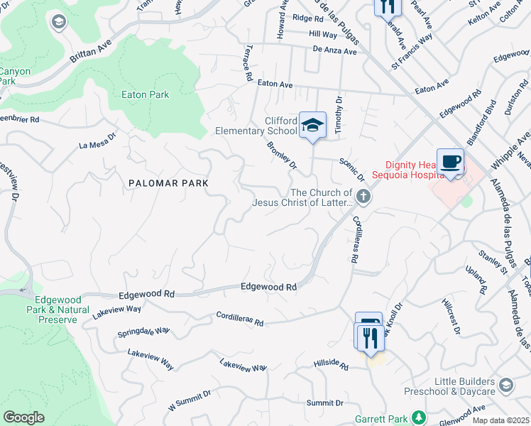 map of restaurants, bars, coffee shops, grocery stores, and more near in San Mateo County