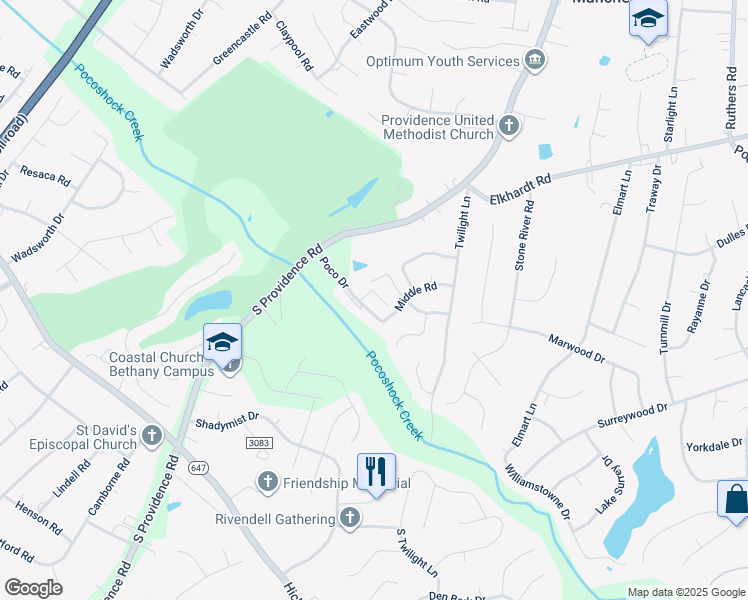 map of restaurants, bars, coffee shops, grocery stores, and more near 1406 Calander Court in Richmond