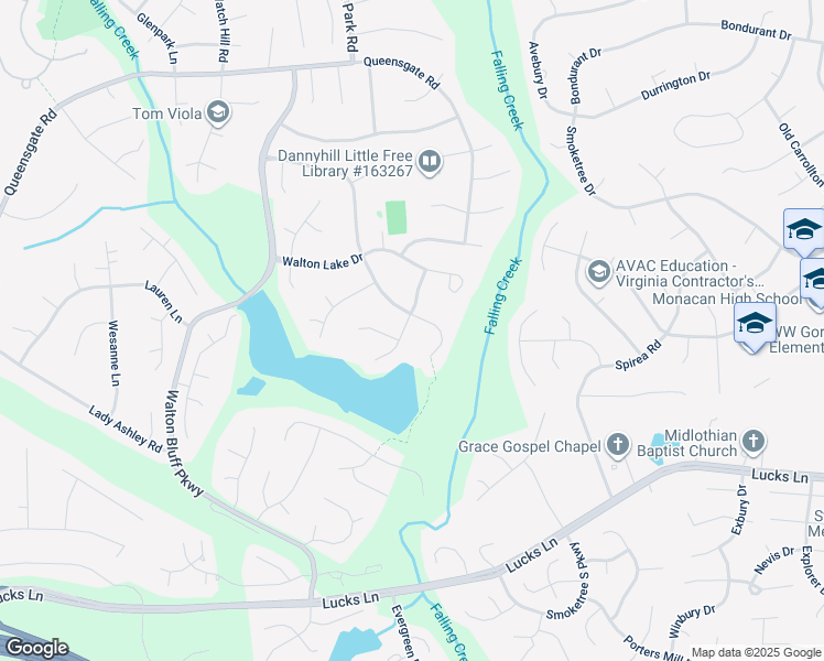 map of restaurants, bars, coffee shops, grocery stores, and more near 1203 Port Elissa Landing in Midlothian