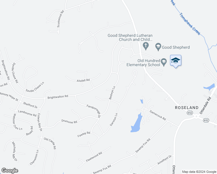 map of restaurants, bars, coffee shops, grocery stores, and more near 15906 Bedwyn Court in Midlothian