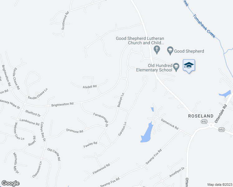 map of restaurants, bars, coffee shops, grocery stores, and more near 15906 Bedwyn Court in Midlothian