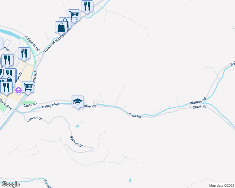 map of restaurants, bars, coffee shops, grocery stores, and more near 163 Melvina Drive in Pikeville