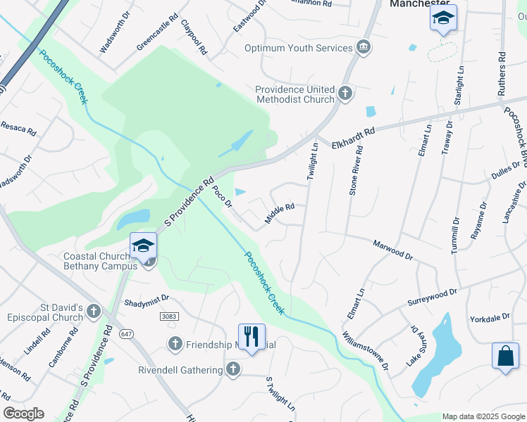 map of restaurants, bars, coffee shops, grocery stores, and more near 1409 Ransco Road in Richmond