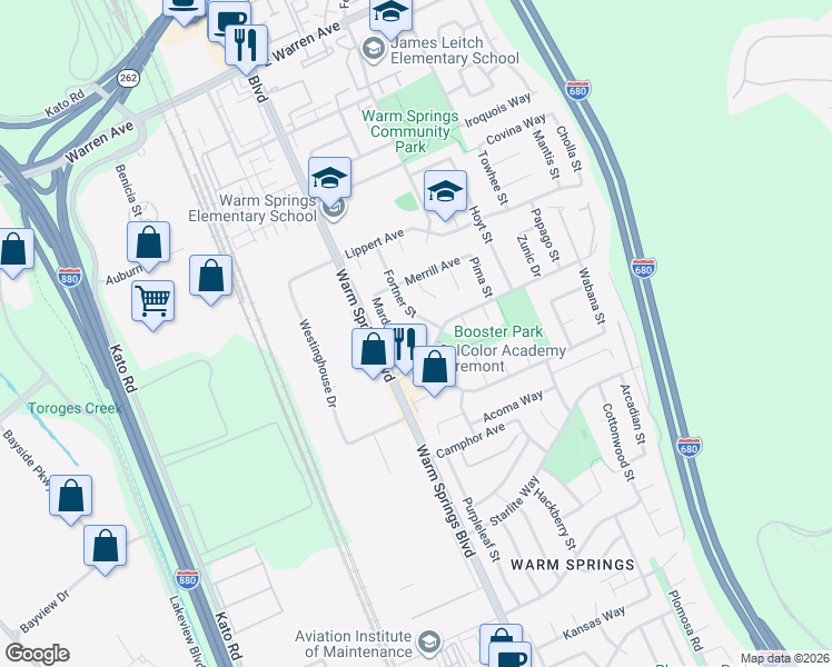 map of restaurants, bars, coffee shops, grocery stores, and more near 149 Haycock Court in Fremont