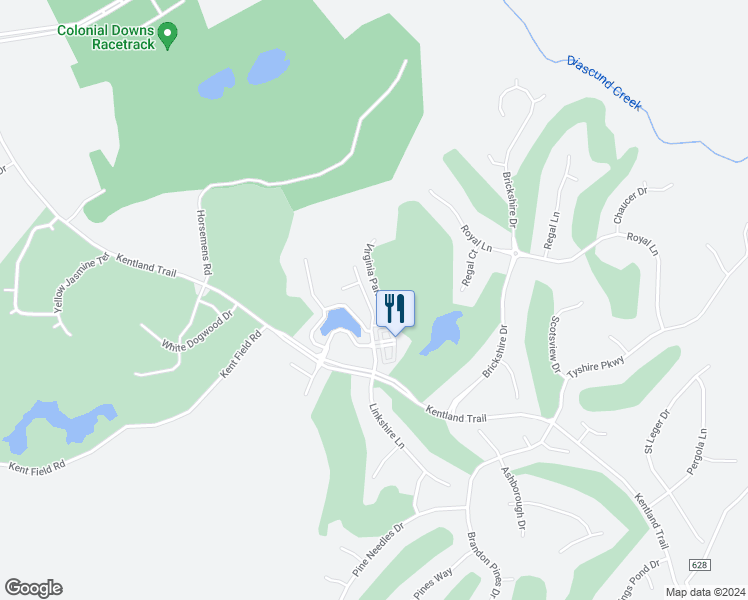 map of restaurants, bars, coffee shops, grocery stores, and more near 5623 Virginia Park Drive in Providence Forge