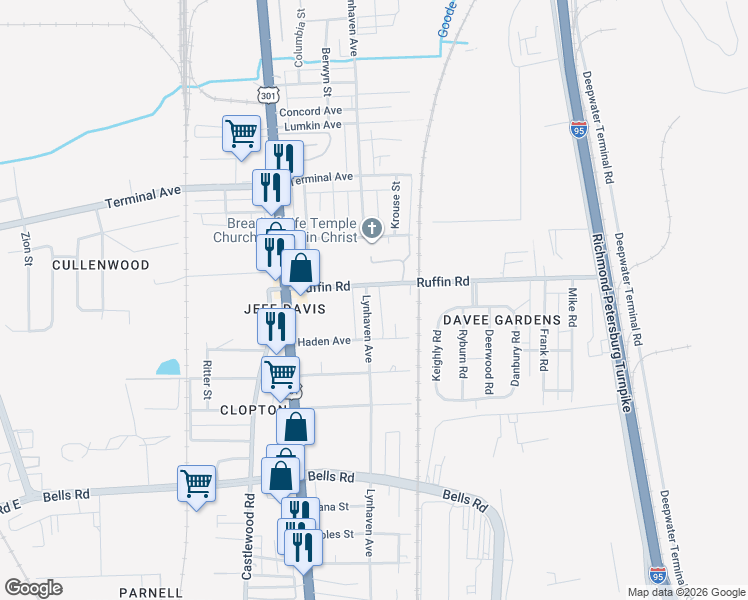 map of restaurants, bars, coffee shops, grocery stores, and more near 3304 Lynhaven Avenue in Richmond