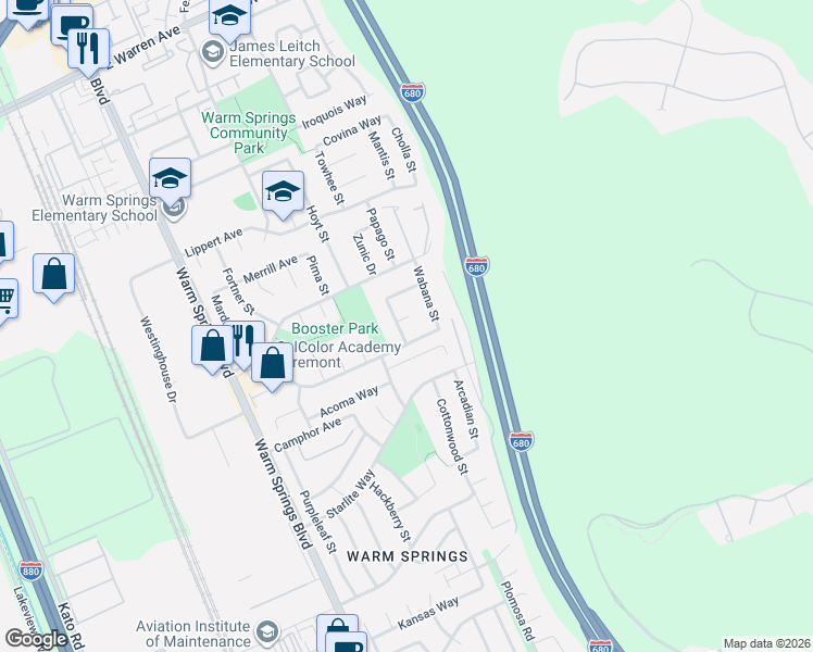 map of restaurants, bars, coffee shops, grocery stores, and more near 706 Maya Court in Fremont