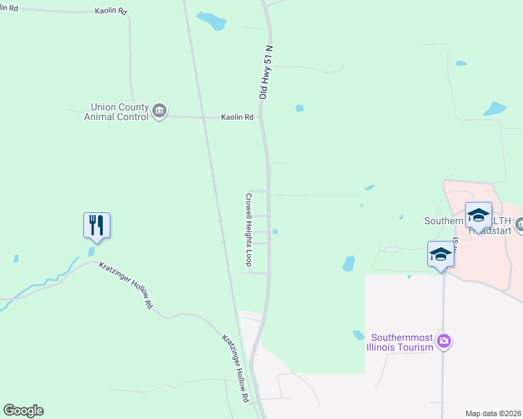map of restaurants, bars, coffee shops, grocery stores, and more near 993-1075 Old Highway 51 N in Anna
