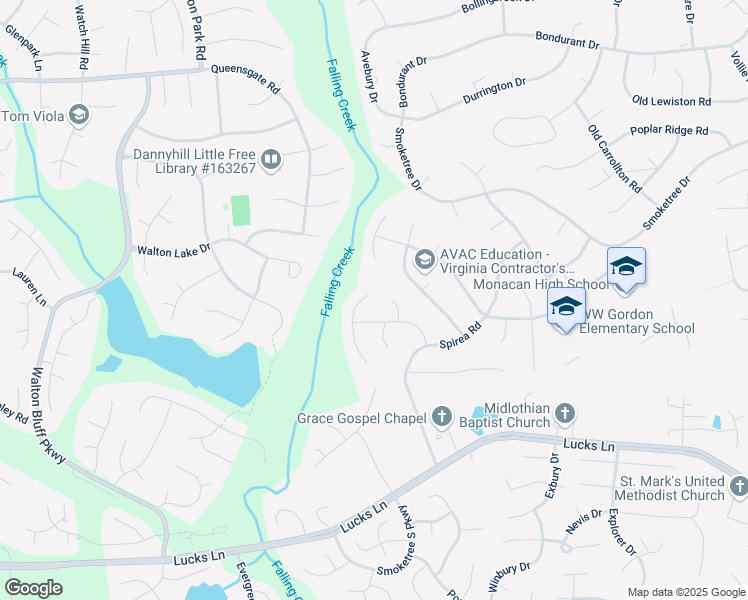 map of restaurants, bars, coffee shops, grocery stores, and more near 907 Meadowcreek Drive in Richmond