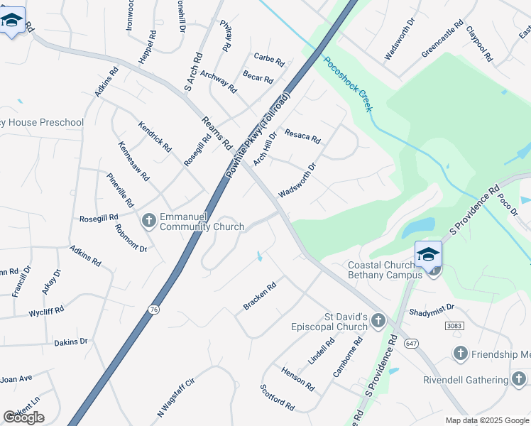 map of restaurants, bars, coffee shops, grocery stores, and more near 1406 Winters Hill Place in Richmond