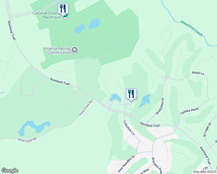 map of restaurants, bars, coffee shops, grocery stores, and more near 5661 Villa Green Drive in Providence Forge