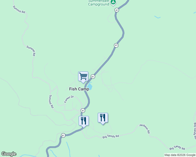 map of restaurants, bars, coffee shops, grocery stores, and more near 7771 White Chief Mountain Road in Fish Camp