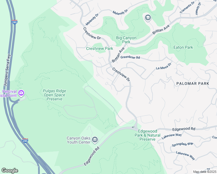 map of restaurants, bars, coffee shops, grocery stores, and more near 3350 La Mesa Drive in San Carlos