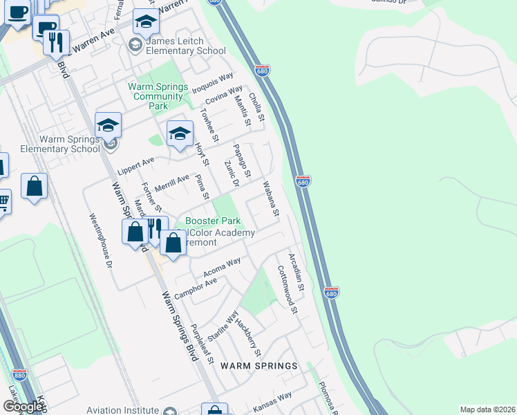 map of restaurants, bars, coffee shops, grocery stores, and more near 706 Maya Court in Fremont
