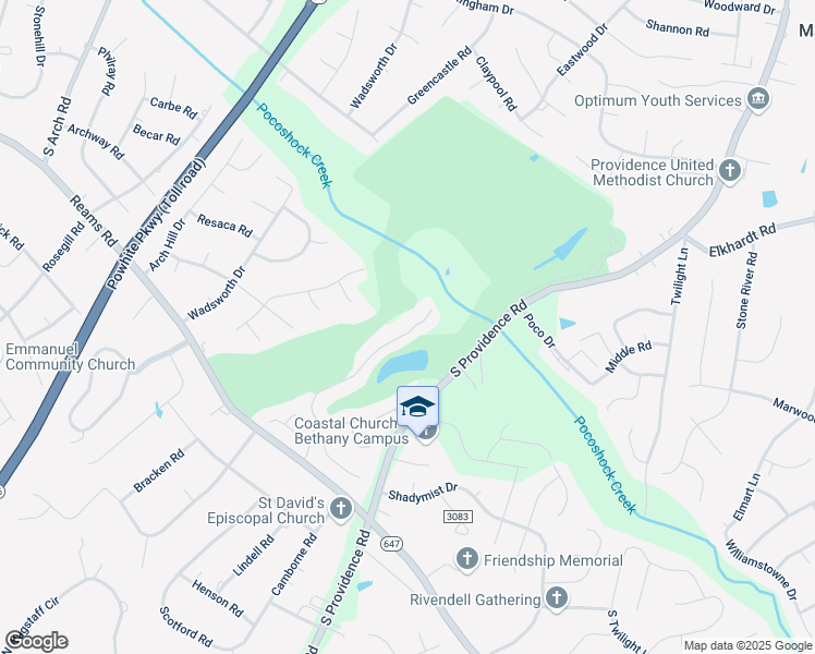 map of restaurants, bars, coffee shops, grocery stores, and more near 1218 Providence Knoll Drive in Richmond
