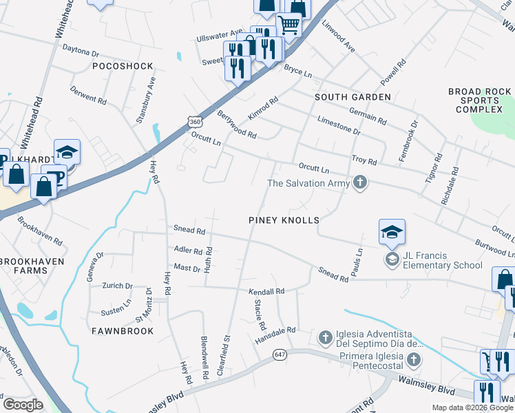 map of restaurants, bars, coffee shops, grocery stores, and more near 2378 Clearfield Street in Richmond