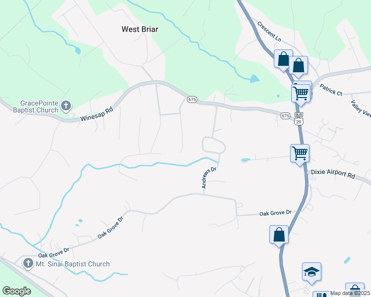 map of restaurants, bars, coffee shops, grocery stores, and more near 203 Fairfax Circle in Madison Heights
