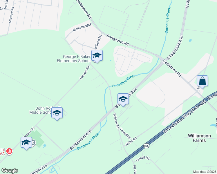 map of restaurants, bars, coffee shops, grocery stores, and more near 6800 Willson Road in Richmond